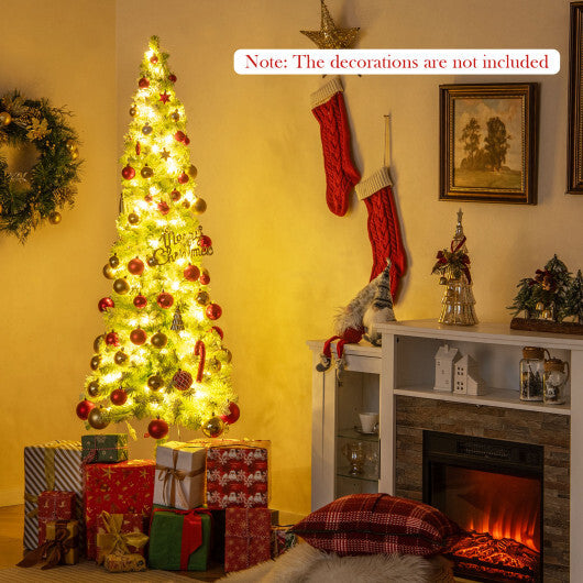 5/6/7 FT Whimsical Christmas Tree with Bendable Top and 216/290/366 Branch-6 FT - Color: Green - Size: 6 ft