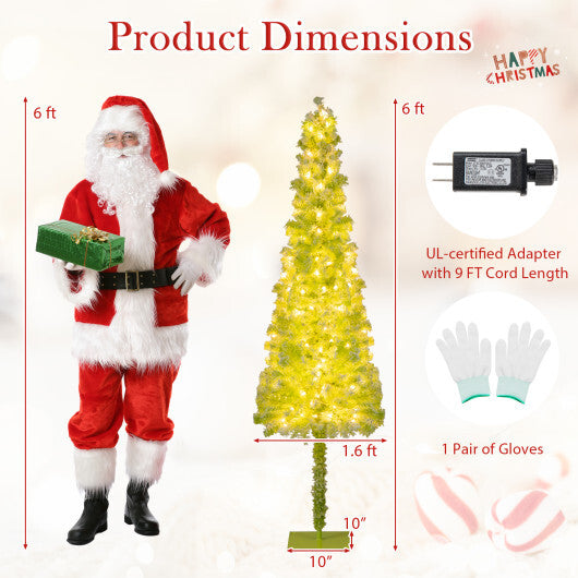 5/6/7 FT Whimsical Christmas Tree with Bendable Top and 216/290/366 Branch-6 FT - Color: Green - Size: 6 ft