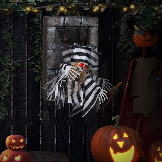 Animated Halloween Decoration 18 Inch Hanging Skull Prisoner