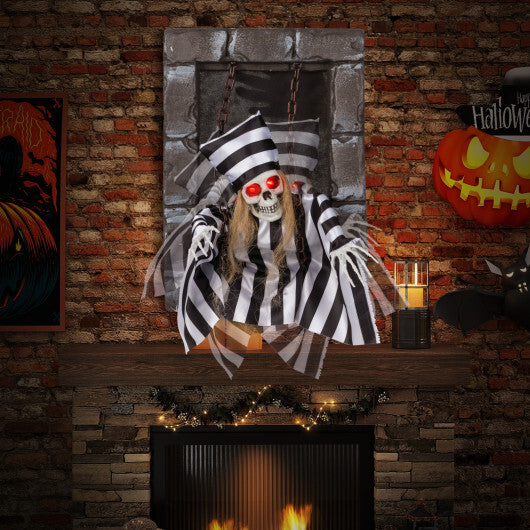 Animated Halloween Decoration 18 Inch Hanging Skull Prisoner