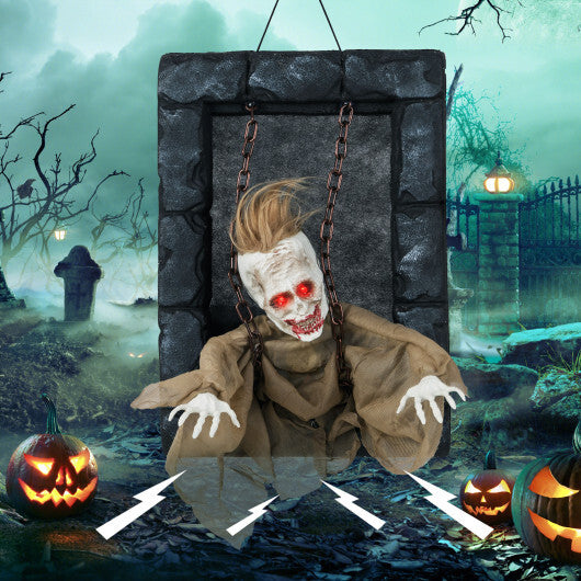 Halloween Hanging Animated Zombie Prisoner Decoration Sound-Activated
