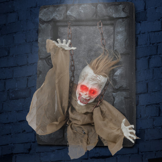 Halloween Hanging Animated Zombie Prisoner Decoration Sound-Activated