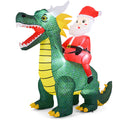 6.7 Feet Christmas Inflatable Santa Claus Ride on Dinosaur with Built-in LED Lights - Color: Green