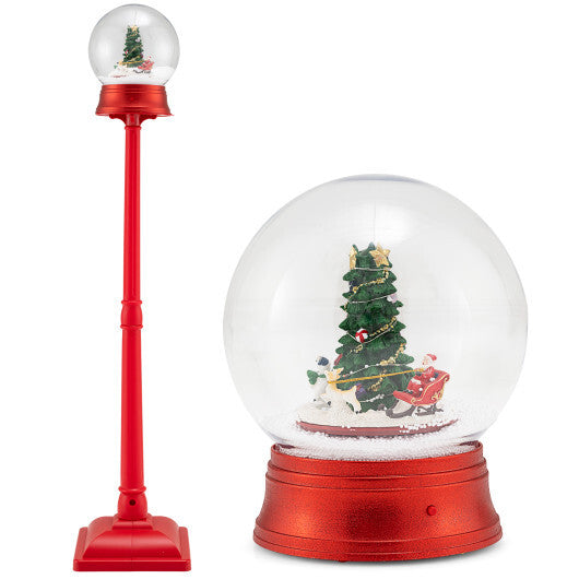 5 Ft Musical Christmas Street Lamp with 8 Tunes and Blowing Snow-Red - Color: Red