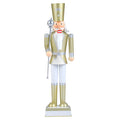 32.5 Inch Christmas Nutcracker with High Hat and Beautiful Scepter-White & Golden - Color: White & Golden