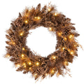 24 Inch Pre-lit Christmas Wreath with 105 Branch Tips and 35 Warm White LED Lights-1 piece - Size: Set of 1