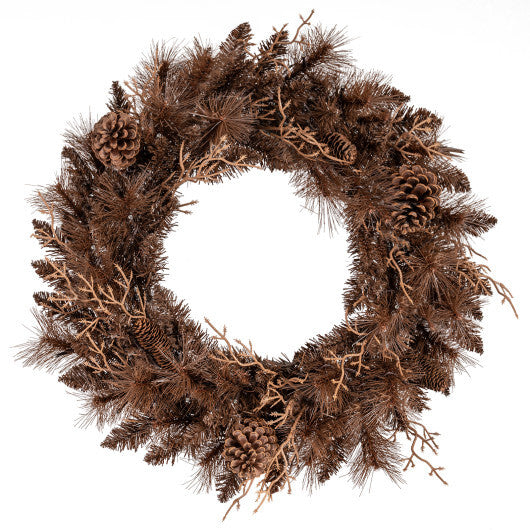 24 Inch Pre-lit Christmas Wreath with 105 Branch Tips and 35 Warm White LED Lights-1 piece - Size: Set of 1