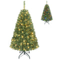 4 FT Artificial Christmas Tree with 2 Lighting Colors and Folding Metal Stand - Color: Green - Size: 4 FT
