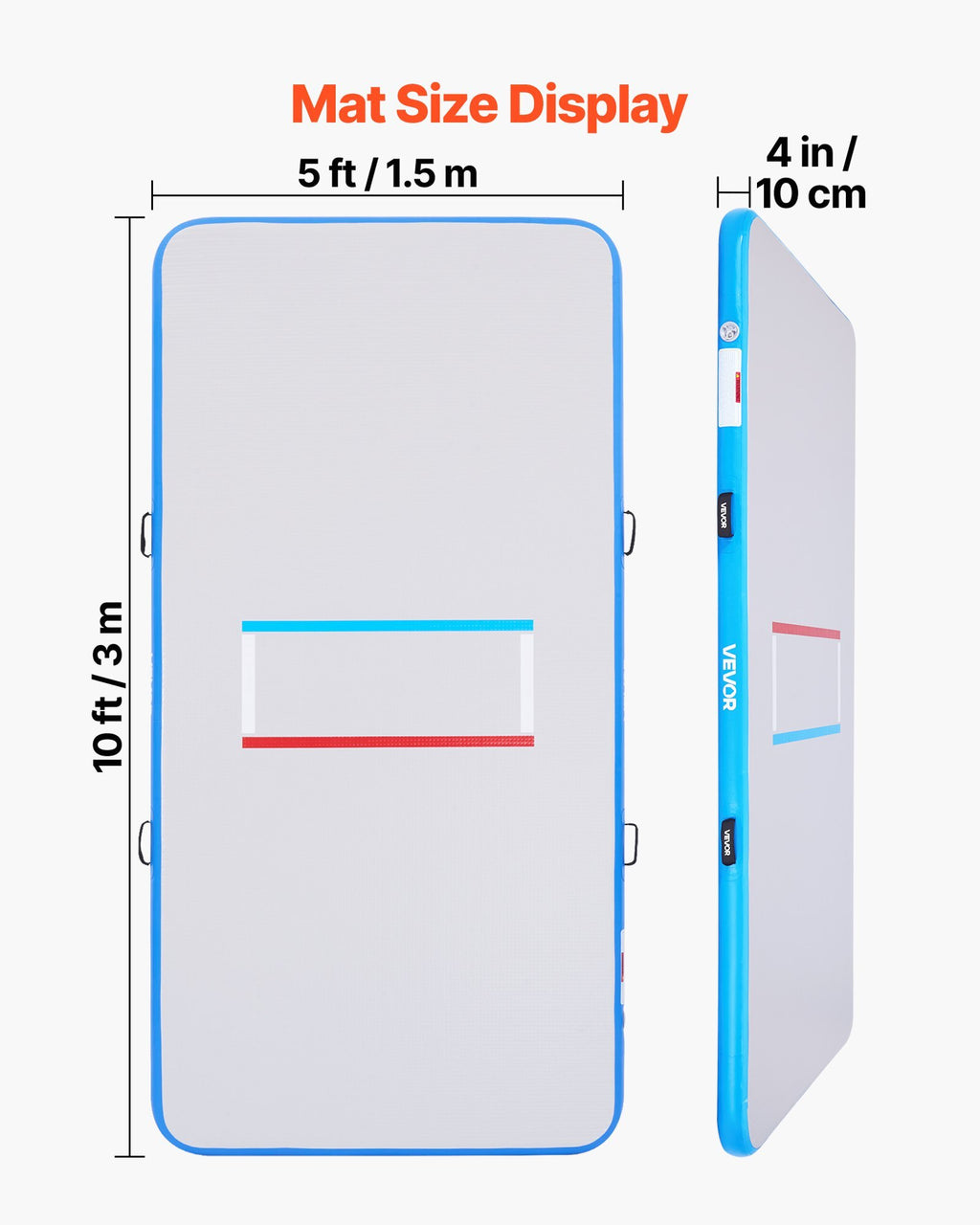 10x5 ft Wrestling Mat Inflatable, Martial Arts Thick Mat for Outdoor Indoor Home Gym Exercise, PVC Foldable Training Mats with 600W Air Pump, for Gymnastics Tatami Jiu Jitsu BJJ MMA Judo, Gray