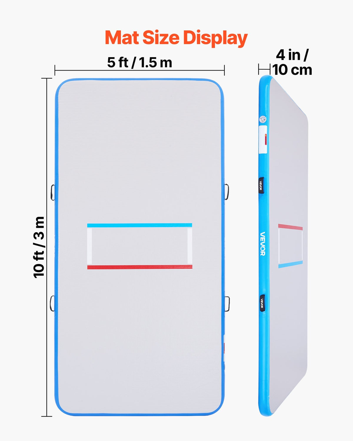 10x5 ft Wrestling Mat Inflatable, Martial Arts Thick Mat for Outdoor Indoor Home Gym Exercise, PVC Foldable Training Mats with 600W Air Pump, for Gymnastics Tatami Jiu Jitsu BJJ MMA Judo, Gray