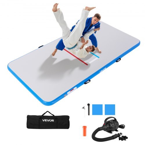 10x5 ft Wrestling Mat Inflatable, Martial Arts Thick Mat for Outdoor Indoor Home Gym Exercise, PVC Foldable Training Mats with 600W Air Pump, for Gymnastics Tatami Jiu Jitsu BJJ MMA Judo, Gray