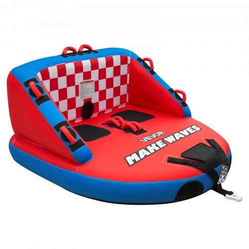 Towable Tubes for Boating, 2-Rider Inflatable Towable Tube for Boat to Pull, 340 lbs Capacity Water Sports Boating Tubes - with Full Nylon Cover, Dual Tow Points, Safety Valve & Padded Handles