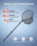 Fishing Net, Foldable Landing Nets with Telescopic Handle, Portable Lightweight and Stronger 6063 Aluminum Fish Gear, Soft Silicone Fish-Friendly Mesh, for Kayak, Boat, Bank, Pond, Gifts for Men