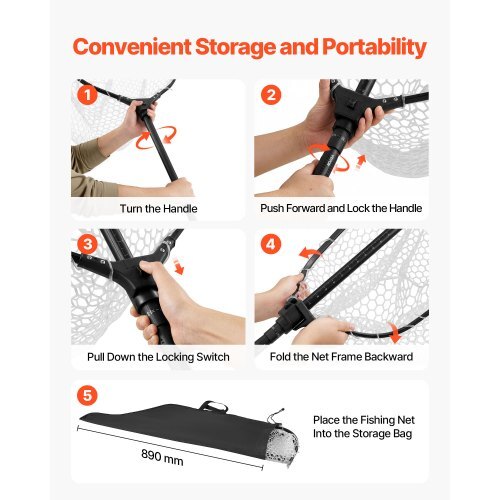 Fishing Net, Foldable Landing Nets with Telescopic Handle and Built in Length Scale, Lightweight and Stronger 6063 Aluminum Fish Gear, Soft Silicone Mesh, Holds up to 30 lbs, for Kayak Boat Bank