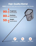 Fishing Net, Foldable Landing Nets with Telescopic Handle, Portable Lightweight Carbon Fiber Long Fish Gear, Nylon Covered PVC, Durable and Fish-friendly, for Kayak Boat Bank Pond, Gifts for Men