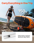 Kayak Cart, 150 lbs Load Capacity, Stand Up Paddle Board Trolley with 10-inch Solid Rubber Tires & Kickstands, Paddle Board Carrier with Ratchet Strap for Paddleboard & Surfboard Transport