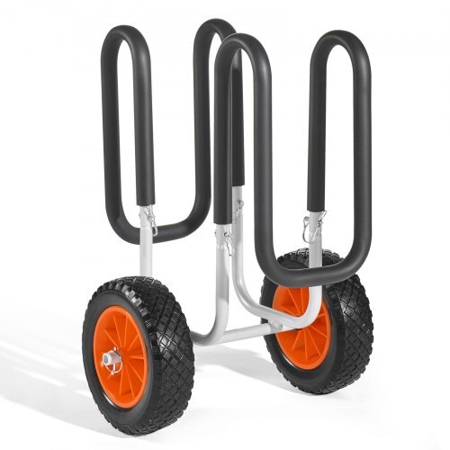 Kayak Cart, 150 lbs Load Capacity, Stand Up Paddle Board Trolley with 10-inch Solid Rubber Tires & Kickstands, Paddle Board Carrier with Ratchet Strap for Paddleboard & Surfboard Transport