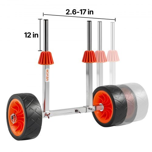 Kayak Cart, 250 lbs Load Capacity, Canoe Cart Dolly with 7.5-inch Solid Rubber Tires & Kickstand, Assembles & Disassembles Within Seconds, Paddle Board Trolley for Kayaks, Canoes, Paddleboards