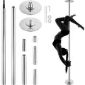 Professional Dancing Pole, Spinning Static Dancing Pole Kit, Portable Removable Pole, 45mm Heavy-Duty Stainless Steel Pole, Height Adjustable Fitness Pole, for Exercise Home Club Gym, Silver