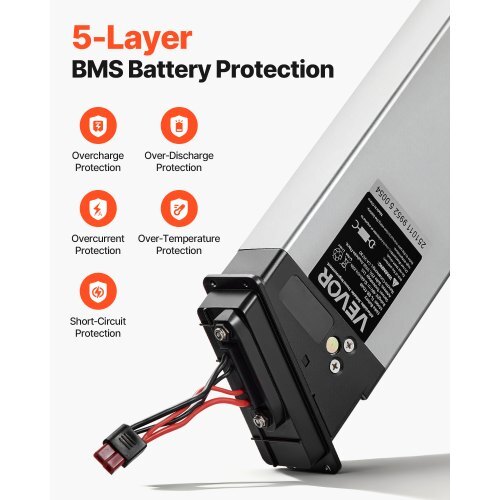 Folding Ebike Battery, 48V 10.4Ah Electric Bike Lithium Battery Pack with BMS, 3A Charger, Lock for 1000W E-Bike Motor, Detachable Electric Bicycle Replacement Kit with Handle & Discharge Socket