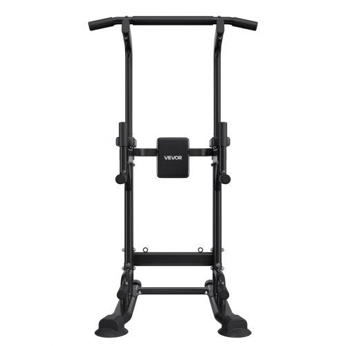 Pull Up Bar, 330 LBS Power Tower Dip Station, Workout Dip Station with H-Shaped Stable Base & Back Pad, Adjustable 12 Level Height Free Standing Chin Up Bar for Back, 4-Level Adjustable Back Pad