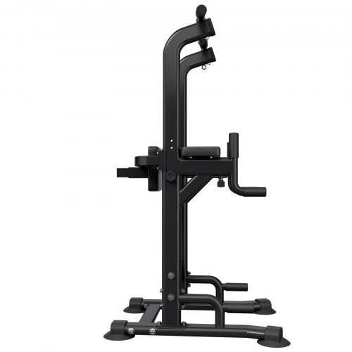 Pull Up Bar, 330 LBS Power Tower Dip Station, Workout Dip Station with H-Shaped Stable Base & Back Pad, Adjustable 12 Level Height Free Standing Chin Up Bar for Back, 4-Level Adjustable Back Pad