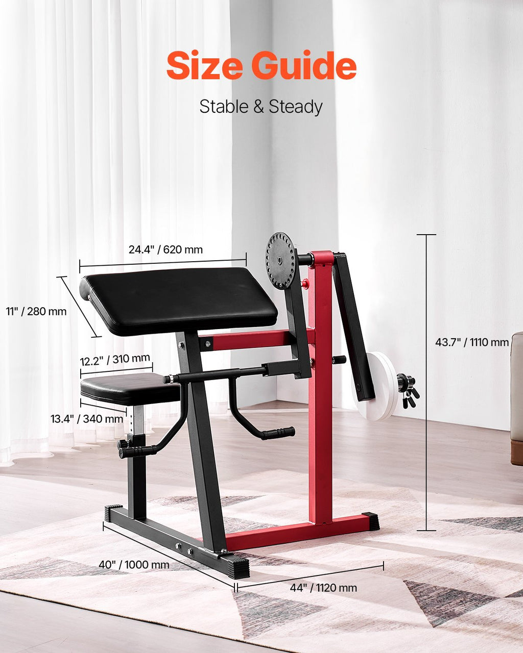 Preacher Curl Machine, 2 in 1 Bicep Curl Machine and Triceps Extension Machine, Seated Arm Isolated Bicep Station, Strength Training Workout Weight Bench, Exercise Equipment for Home Gym