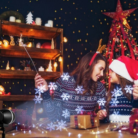Outdoor Waterproof Christmas Snowflake LED Projector Lights with Remote Control - Color: Black