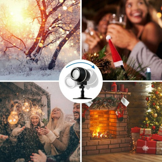 Outdoor Waterproof Christmas Snowflake LED Projector Lights with Remote Control - Color: Black