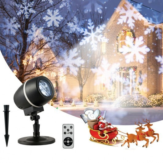 Outdoor Waterproof Christmas Snowflake LED Projector Lights with Remote Control - Color: Black