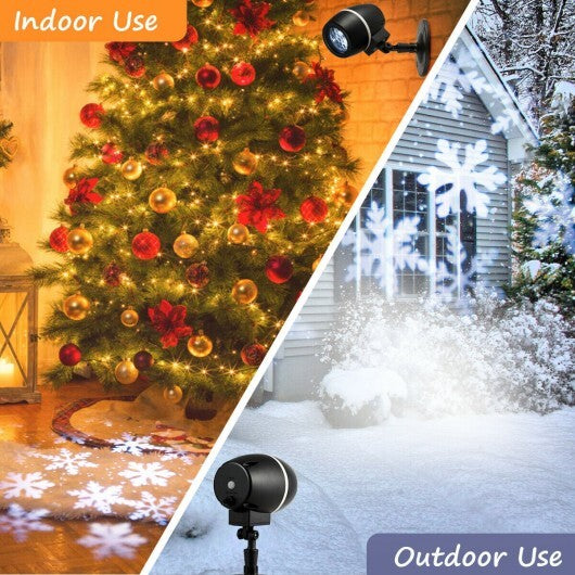 Outdoor Waterproof Christmas Snowflake LED Projector Lights with Remote Control - Color: Black