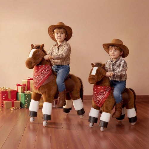 Ride On Horse, Riding Pony Toys for Kids, No Battery Required, Smooth Wheels with Anti-Roll Stop Ring, Upgraded Raised Seat, Handles, Sturdy Pedals, 176 lbs Max Load Capacity for Ages 6+
