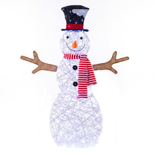 Lighted Snowman Christmas Decoration with Cold White LED Lights-White - Color: White