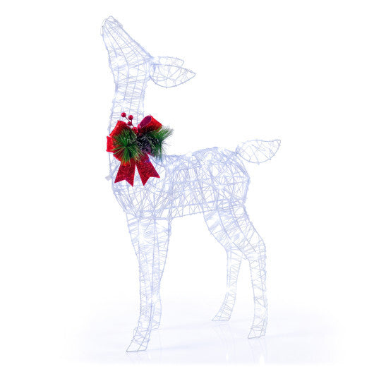Lighted Christmas Deer Decorations with Cold White LED Lights-White - Color: White