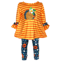 Girls Orange & Blue Fall Harvest Pumpkin Tunic and Leggings-0