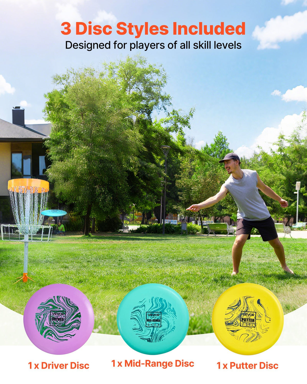 Disc Golf Set, 3 Pack Disc Golf Starter Set, Beginners Flying Discs for Full-Body Strength Training, with Putter, Mid-Range, Driver for Outdoor Backyard, Lawn, Beach, and Park