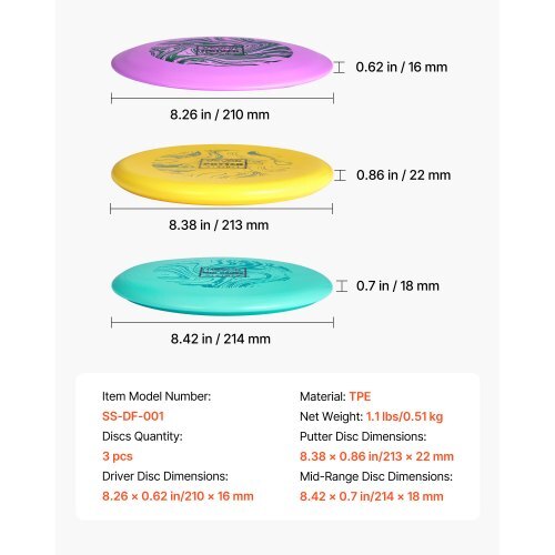 Disc Golf Set, 3 Pack Disc Golf Starter Set, Beginners Flying Discs for Full-Body Strength Training, with Putter, Mid-Range, Driver for Outdoor Backyard, Lawn, Beach, and Park