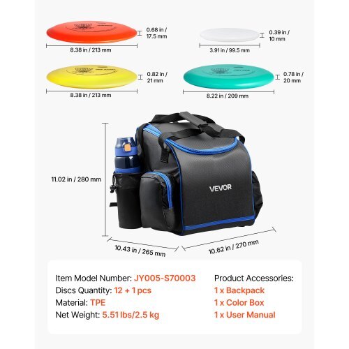 Disc Golf Set, 12 PCS Flying Discs for Beginners, Disc Golf Starter Set, with Putter, Mid-Range, Driver, Including Mini Marker, Portable Backpack, for Outdoor Backyard, Lawn, Beach, and Park