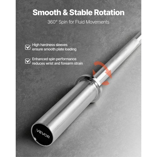 4FT Barbell Bar, Fits 2-Inch Weight Plates, Chrome Plated Barbell Bar with Knurled Grip for Strength Training, Weightlifting, Squat, Deadlift, Bench Press, Curl, Overhead Press, 500lbs Capacity