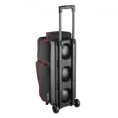 Bowling Ball Bag, 3 Ball Double Roller Bowling Bag with Wheels, Featuring a Separate Compartment for Shoes (Up To US Size 16) & Oversized Accessory Pocket, Retractable Handle Extends to 41.34 in