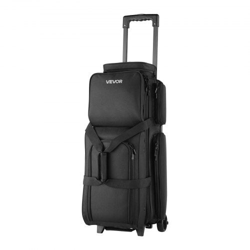 Bowling Ball Bag, 3 Ball Double Roller Bowling Bag with Wheels, Featuring a Separate Compartment for Shoes (Up To US Size 16) & Oversized Accessory Pocket, Retractable Handle Extends to 41.34 in