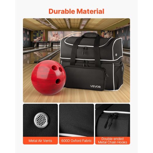 Bowling Ball Bag, 2 Ball Four Roller Bowling Bag with Wheels, Featuring a Separate Compartment for Shoes (Up To US Size 16) & Oversized Accessory Pocket, Retractable Handle Extends to 37.4 in
