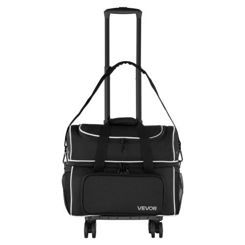 Bowling Ball Bag, 2 Ball Four Roller Bowling Bag with Wheels, Featuring a Separate Compartment for Shoes (Up To US Size 16) & Oversized Accessory Pocket, Retractable Handle Extends to 37.4 in