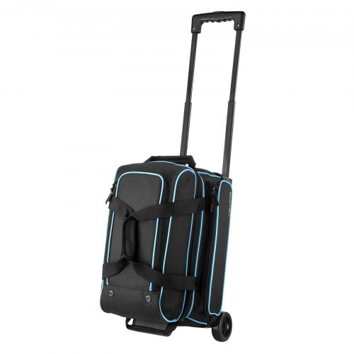 Bowling Ball Bag, 2 Ball Double Roller Bowling Bag with Wheels, Featuring a Separate Compartment for Shoes (Up To US Size 16) & Oversized Accessory Pocket, Retractable Handle Extends to 41.32 in