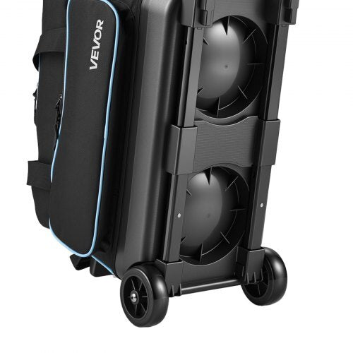 3 Ball Bowling Bag Double Roller Bag with Separate Shoe Compartment, for Bowling Shoes (Up To US Men Size 16), Rolling Ball Bag w/ Wheel, Accessory Pocket, Retractable Handle Extends to 40 in