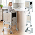 Foldable Toddler Step Stool with Chalkboards 2-Step Stool-Gray - Color: Gray