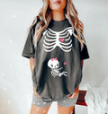 Pregnant Halloween Skeleton Shirt Tshirt Tee Costume Maternity Baby Girl Halloween Shirt Women's Shirt Comfort Colors