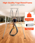 Yoga Stand Frame, 9.6 ft Length Swing Stand, Max 551.2 lbs Load Triangular Structure Aerial Rig, Aerial Silk Stands for Yoga Enthusiasts, Non-Slip Base, Lightweight, Detachable Design