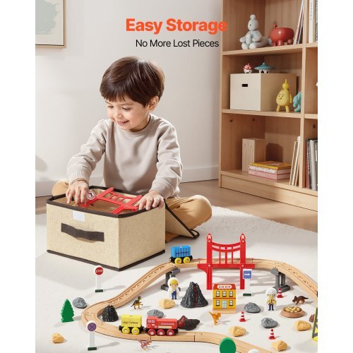 70PCS Wooden Train Set, with Magnetic Crane, Wood Train Track Toy for Kids Ages 3-8, Construction Crane Railway Set, Compatible with Major Brands, Christmas Birthday Toy for Toddlers Boys Girls
