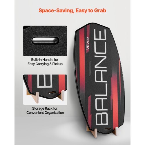 Balance Board, 3-Level Height Adjustable Wobble Board Trainer for Adults, Premium Wooden Balance Training Equipment, with Roller, Magnetic Stoppers, Storage Rack, for Core Workouts, Surf Trainer